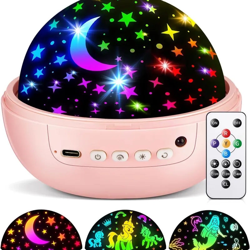 PIKOY Unicorn & Mermaid Night Light Projector (Pink)